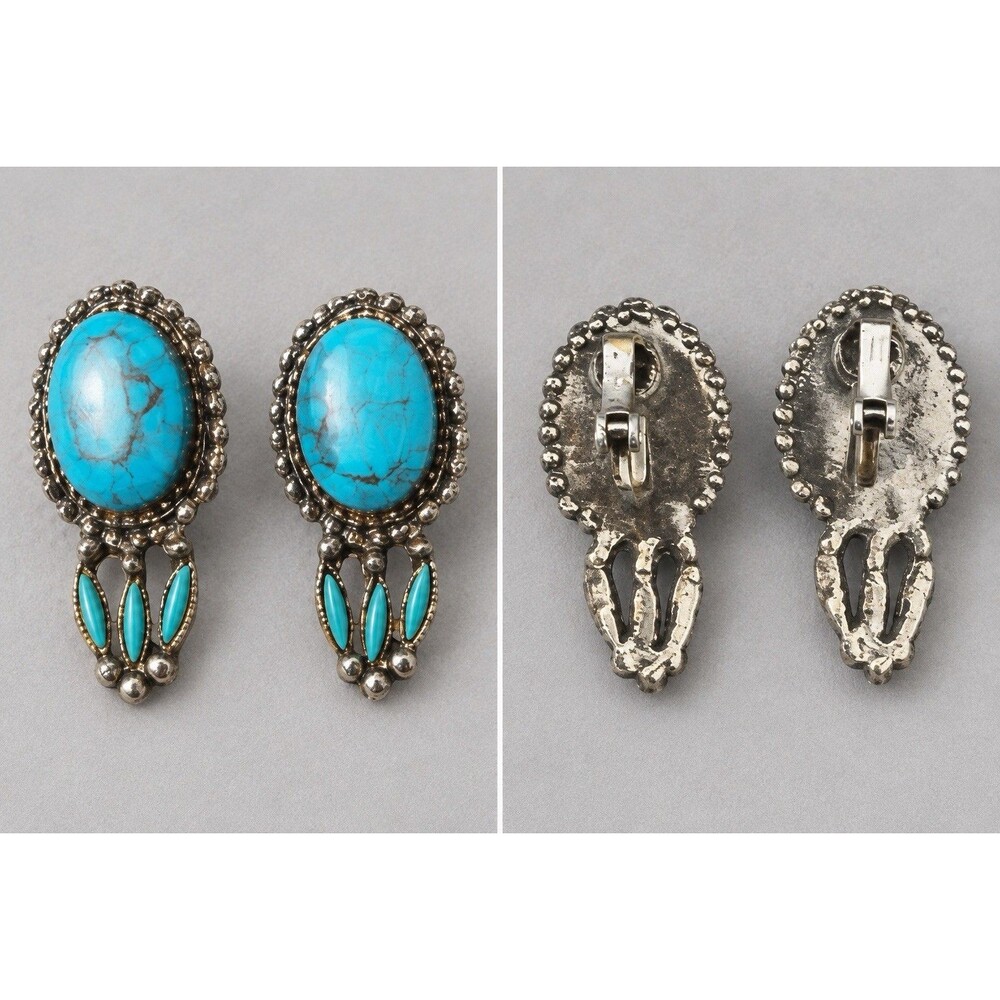 Southwestern-Style Turquoise-Color Clip-On Earrings